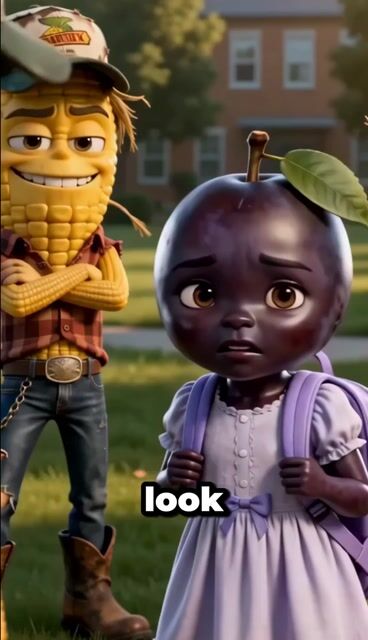 Strawberry Defends Plum from the Corn Bullies